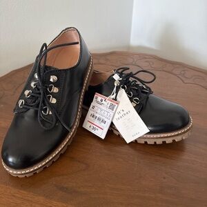 Zara Black Leather Kids Dress Shoes